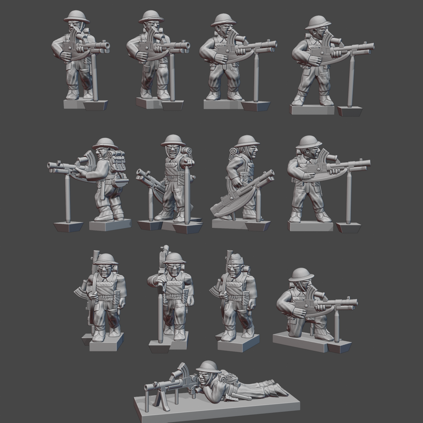 British WW2 Bren Gunners (1939-45) with & without Respirators WWII-GB-3